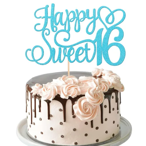 Vista 21 de 24 piezas de decoraciones para cupcakes de 16 cumpleaños con purpurina, ¡Hola 16! Dulces 16 desde 2008, púas para cupcakes de 16 años para celebrar
