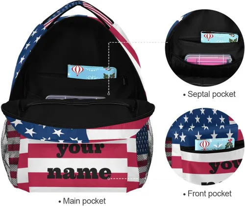 Vista 6 de Nander Mochila de viaje para la escuela, mochila de hombro para laptop, mochila universitaria para mujeres, hombres, niños y niñas, Bandera