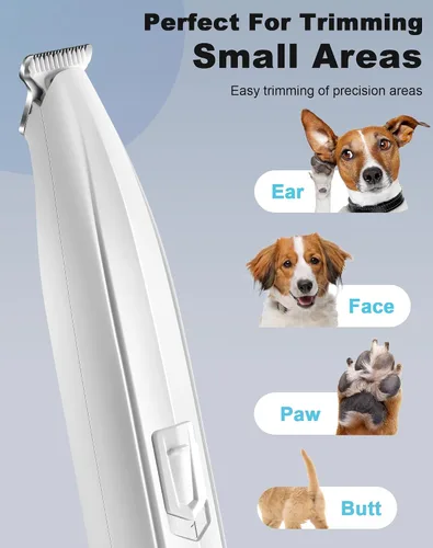 Vista 11 de Cortadora de patas de perro para aseo, cortadora de perros recargable inalámbrica con hoja ensanchada, afeitadora eléctrica de precisión de bajo