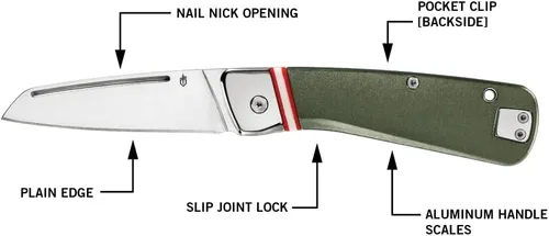 Vista 3 de GERBER GEAR 31-003721 Cuchillo de bolsillo plegable Straightlace, hoja de borde fino de 2.9 pulgadas, verde