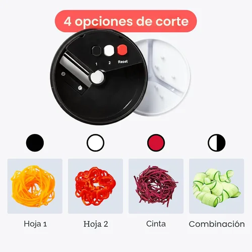 Vista 4 de Fullstar - Espiralizador y cortador de verduras con cuchillas de acero inoxidable afiladas, espiralizador para fideos de verduras, espiralizador
