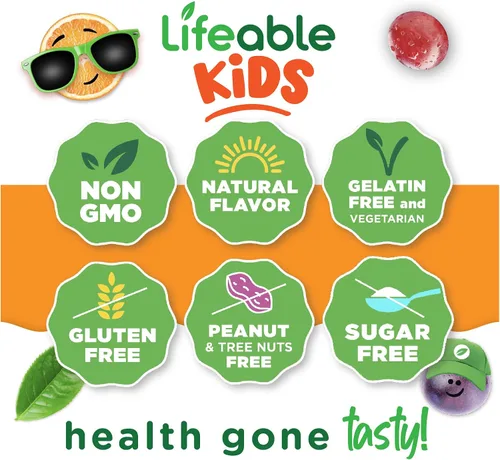 Vista 4 de Lifeable Gomitas de fibra prebiótica sin azúcar para niños, 0.14 onzas de fibra para niños, suplementos de fibra vegetariana de gran sabor