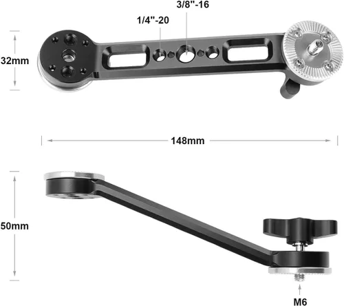Vista 2 de Brazo de extensión roseta con rosca M6 de doble extremo para accesorios de montaje en hombro de cámara (2 piezas)