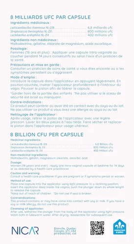 Vista 8 de Probaclac Probiótico vaginal para VB Fórmula de vaginosis bacteriana Clínicamente aprobado Reduce la recurrencia de VB Equilibra el pH
