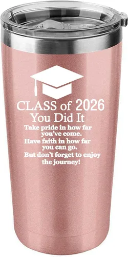 Vista 8 de Regalo motivacional de graduación 2026 para él y ella, vaso de acero inoxidable de 20 onzas para automóvil, taza insultada, regalos inspiradores