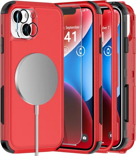 Vista 15 de Diverbox Funda para iPhone 14 [a prueba de golpes] [a prueba de caídas] [protector de pantalla de vidrio templado], funda de protección resistente