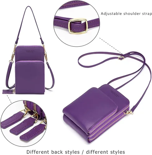 Vista 5 de Bolso chico en bandolera de mujer para celular, minicartera tarjetera monedero de manohombro