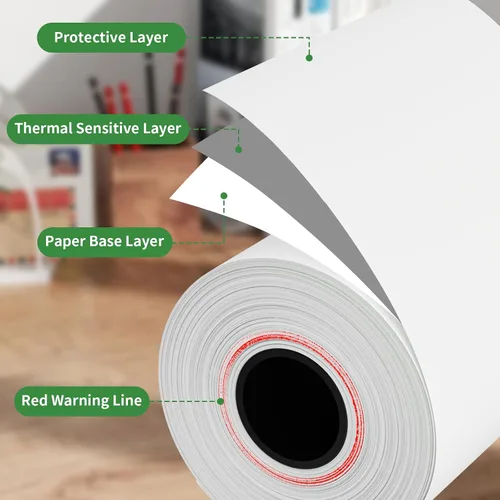 Vista 2 de CLASSY Rollo de papel de registro térmico de 2 1/4" x 50' pies, 5 rollos