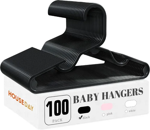 Vista 16 de HOUSE DAY Perchas de plástico para bebé, paquete de 20, perchas de plástico duradero para ropa de bebé, perchas delgadas y compactas para niños