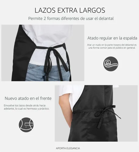 Vista 5 de Syntus 4 Pack Adjustable Bib Apron with 2 Pockets Cooking Kitchen Aprons for Women Men Chef