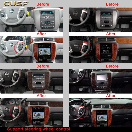 Vista 2 de CUSP - Radio Android estilo T de 12.1 pulgadas para Chevy Silverado GMC Sierra 2007-2013 Large vertical touchscreen upgrade with wireless