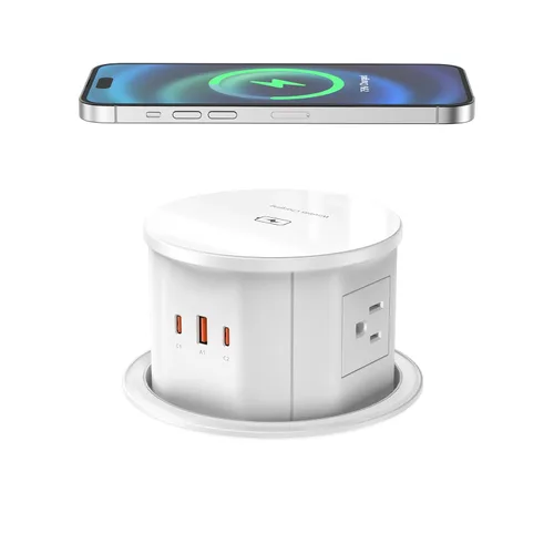 Vista 11 de VILONG - Toma desplegable para encimera, 20 W USB-C, 15 W inalámbrico, 4 AC, cable de 6 pies