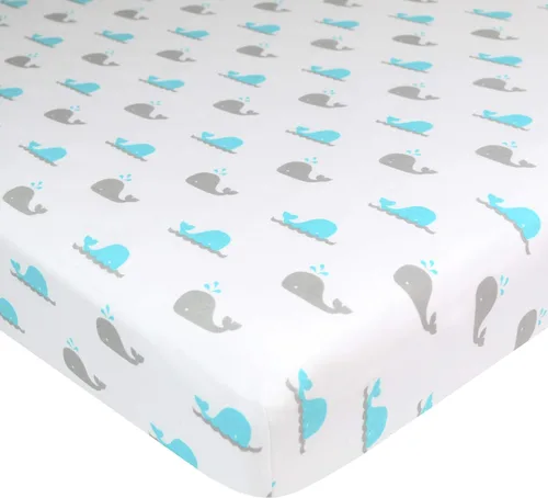 Vista 16 de American Baby Company - Sábana bajera ajustable de tejido de punto suave y transpirable 100% algodón, sábanas de practicuna, Estrellas azules