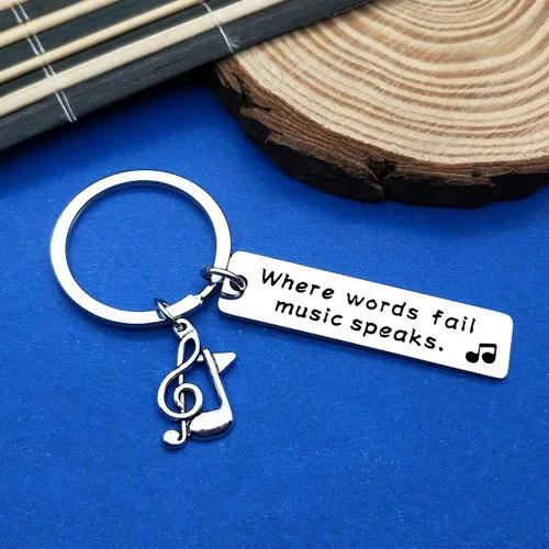 Vista 6 de Llavero de regalo de música Where Words Fail Music Speaks Keyring Music Lover Regalo de agradecimiento para profesores de música, estudiantes