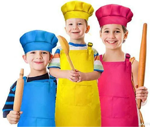 Vista 4 de Tamicy Juego de gorro y delantal de chef para niños de 10 piezas