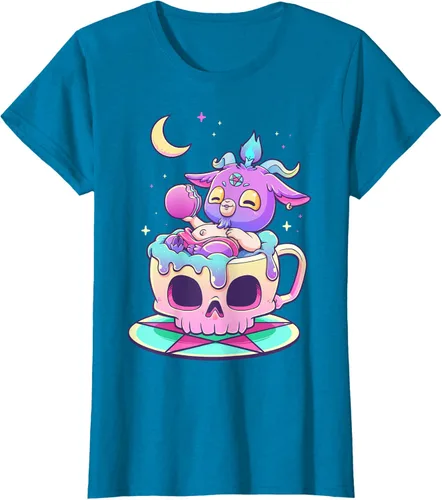 Vista 109 de Kawaii Pastel Goth Cute espeluznante Pentáculo Baphomet - Camiseta de cabra, Negro