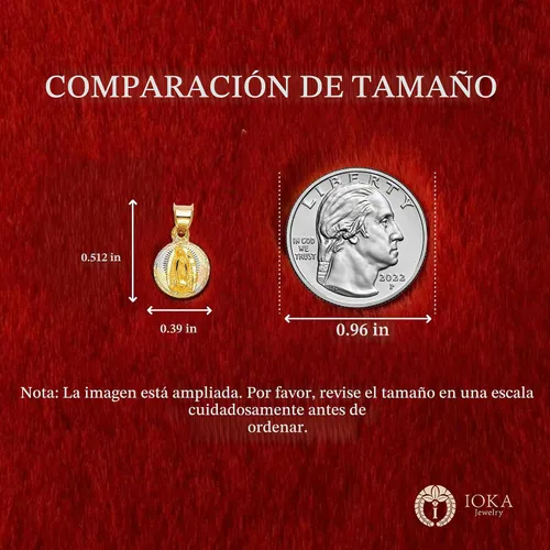Vista 8 de Ioka Colgante con Dije de Sello de la Virgen María de Guadalupe de Oro de 14K con Collar de Cadena Valentino de 1.5mm