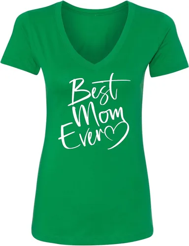 Vista 19 de Go All Out Script Best Mom Ever Heart Idea - Camiseta con cuello en V para mujer