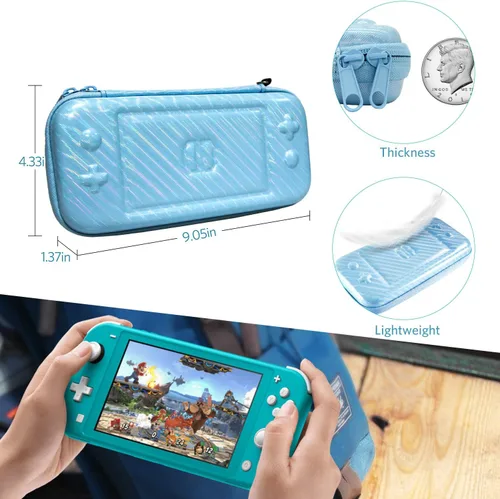 Vista 6 de CoBak Funda de transporte para Nintendo Switch Lite con 1 protector de pantalla 1 funda de agarre y 4 tapas de agarre para el pulgar funda