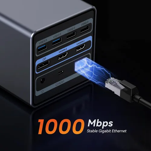 Vista 7 de Estación de acoplamiento TobenONE USB C para monitores duales/triples con adaptador de corriente de 150W