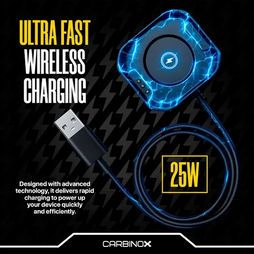 Vista 2 de CARBINOX Cargador de reloj inteligente, cable de carga USB magnético de 2 pines Blaze S