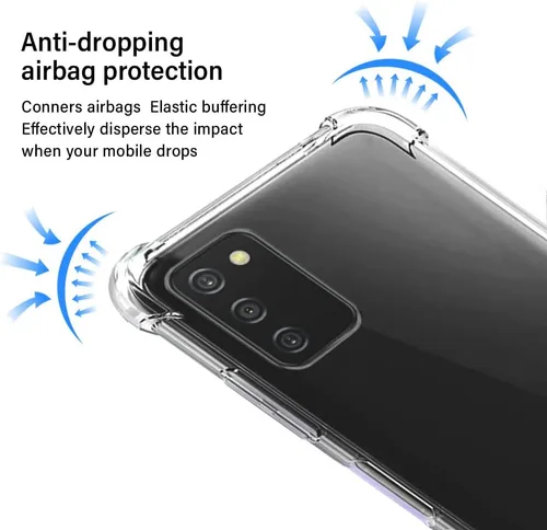 Vista 3 de Funda Samsung A03s, Samsung Galaxy A03s y protector de pantalla, a prueba de golpes, transparente, delgada, suave, de silicona TPU protectora