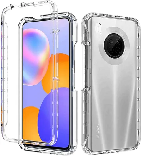 Vista 6 de Funda transparente compatible con Huawei Y9A/Enjoy 20 Plus 5G FRL-L22 con protector de pantalla de vidrio templado, bonito protector de cristal a