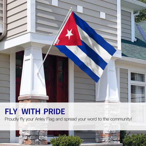 Vista 2 de Anley Fly Breeze - Bandera de Cuba de 3 x 5 pies, color vivo y a prueba de decoloración, cabecera de lona y doble costura, banderas nacionales