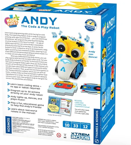 Vista 2 de Thames & Kosmos Andy: The Code & Play Robot Kit de codificación y robótica sin pantalla para mayores de 4 años Robot preconstruido con botones