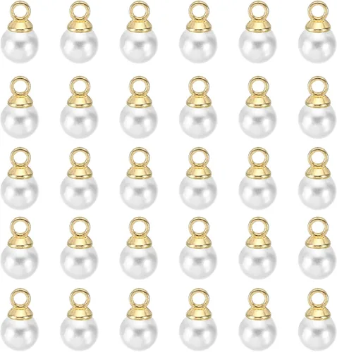 Vista 43 de PATIKIL Abalorio de perlas, 100 cuentas de perlas de imitación de perlas colgantes para bricolaje para hacer joyas, pulseras, aretes, collares Beige
