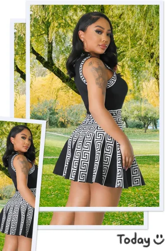 Vista 6 de Vestido plisado sin mangas con cuello redondo delgado y sexy para mujer