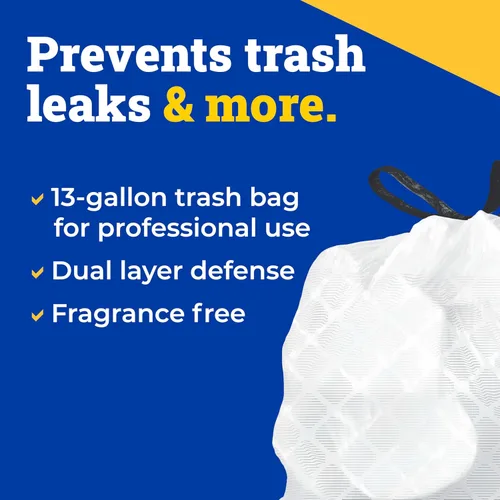 Vista 2 de CloroxPro Glad ForceFlex - Bolsas de basura altas con cordón para cocina, 13 galones, 100 unidades (el paquete puede variar)