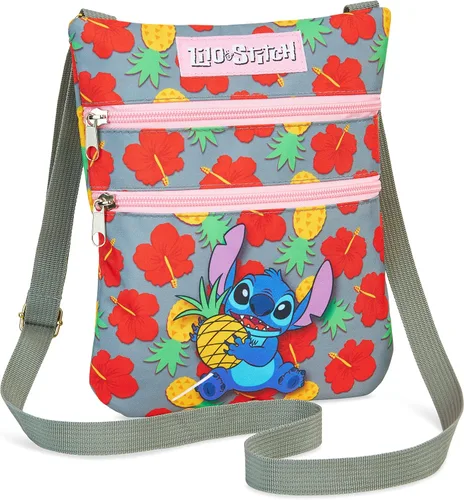 Vista 7 de Bolsos cruzados Disney Stitch para mujeres, adolescentes y niñas, bolso tipo bandolera para compras, vacaciones, regalos para ella Negro