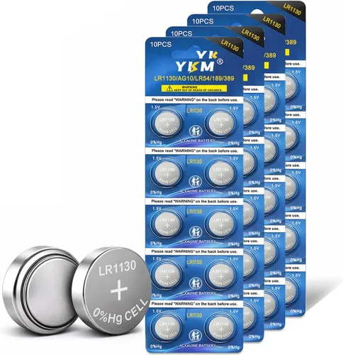 Vista 10 de YKM Paquete de 10 pilas LR1130 AG10 L1131f L1131 L1131c 389 390 LR54 LR 1130 1.5V pilas alcalinas para calculadora reloj batería