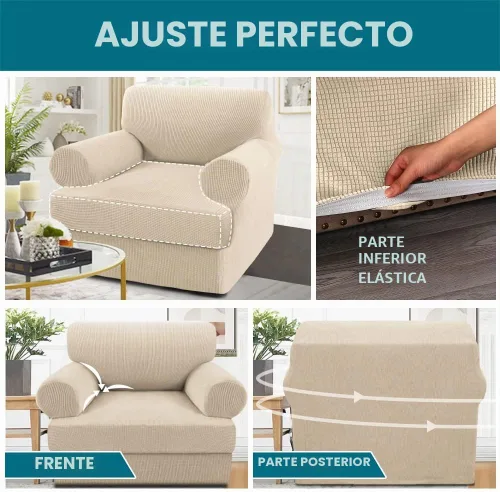 Vista 4 de Turquoize Funda para sillón con cojín en forma de T para sala de estar, funda elástica para sofá, funda suave para sillón, fundas de muebles