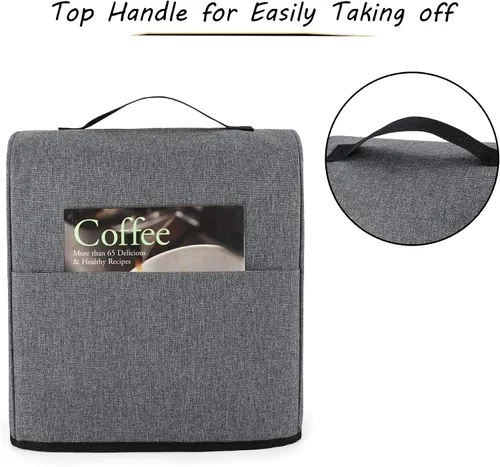 Vista 4 de CURMIO Funda antipolvo para cafetera compatible con Keurig K-Mini y K-Mini Plus, funda para máquina de café con bolsillos para K Cup, solo funda