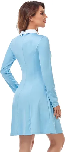 Vista 5 de Abrooical Vestido de Halloween de manga larga con cuello Peter Pan para mujer