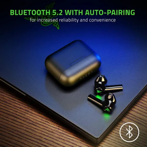Vista 6 de Razer Hammerhead True Wireless X Earbuds: controladores personalizados de 0.512 in - Bluetooth 5.2 con emparejamiento automático - Modo de juego