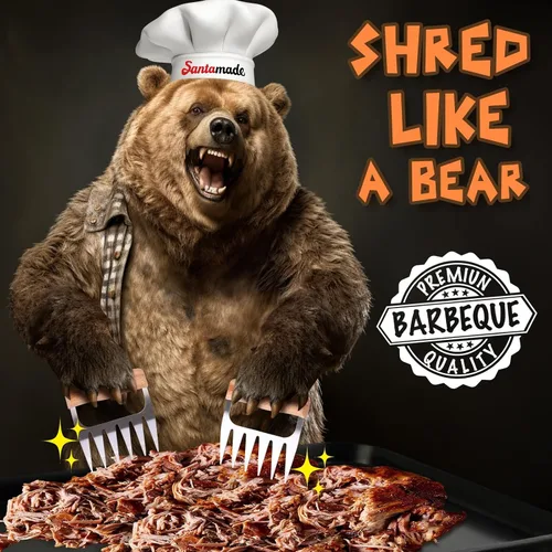 Vista 7 de Garras trituradoras de carne de acero inoxidable Cerdo desmenuzado, pollo desmenuzado, accesorios para ahumar barbacoa, regalos para hombres