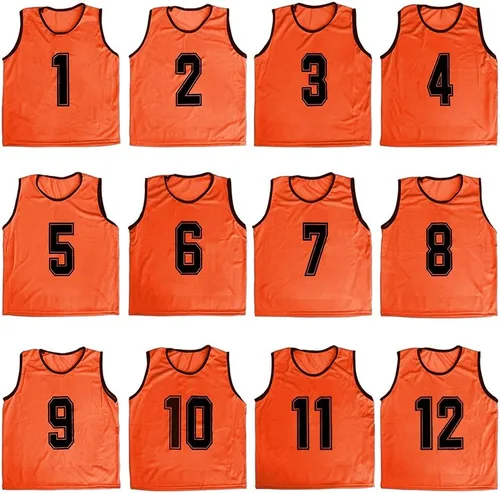 Vista 6 de TOPTIE Paquete de 12 camisetas de malla numeradasen blanco para practicar en