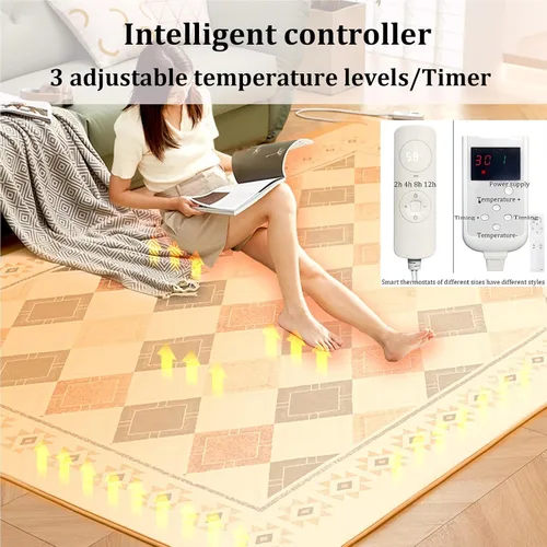 Vista 5 de Alfombra eléctrica grande con calefacción, alfombra caliente debajo de la alfombra, calentador de suelo radiante, alfombra eléctrica con temperatura