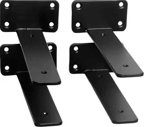 Vista 15 de Paquete de 2 - Soportes de estante en L ocultos negros de 4 pulgadas (1/5 pulgada de grosor) Soportes de estante flotante de hierro Soportes