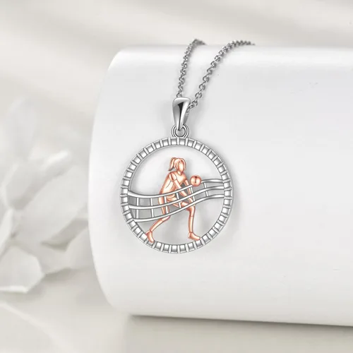 Vista 4 de CRMAD Collar de voleibol de plata de ley para jugadores, joyería inspiradora deportiva para mujer