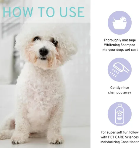 Vista 6 de Champú blanqueador para perros de 8 onzas líquidas – Champú para perros blancos – Champú para cachorros para abrigos blancos – Blanqueador de pelo