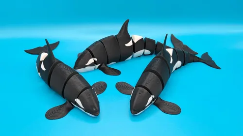 Vista 3 de Ballena Orca flexible Ballena impresa en 3D Ballena de juguete Mini Orca Juguete para niños Cuerpo articulado (una ballena)