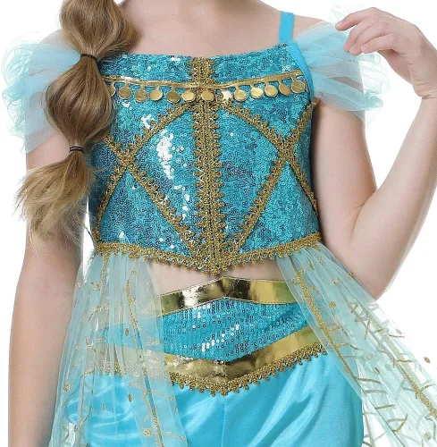 Vista 6 de Lito Angels Disfraz de princesa árabe con diadema para niñas pequeñas