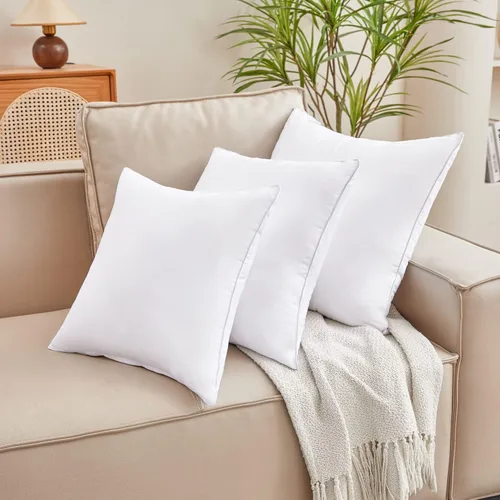 Vista 7 de Qeils Juego de 2 rellenos de almohada de 18 x 18 pulgadas, color blanco con funda de poliéster suave, insertos de almohada rectangulares cuadrados