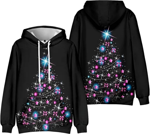 Vista 2 de Men'S Christmas Hoodies Oversized Cotton Light Weight Graphic Ugly Christmas Sweatshirt Loose Heated Pullover