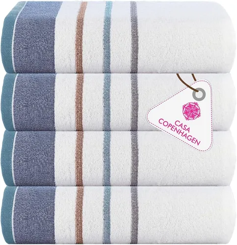 Vista 81 de CASA COPENHAGEN Exotic - Juego de 6 toallas de diseño de 100% algodón egipcio, color azul aguamarina, 550 GSM, 2 toallas de baño, 2 toallas de baño