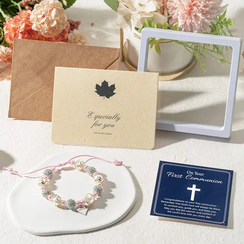 Vista 6 de WATINC Pulsera de regalo para niñas, joyería ajustable con sobre de tarjeta de encanto de plata
